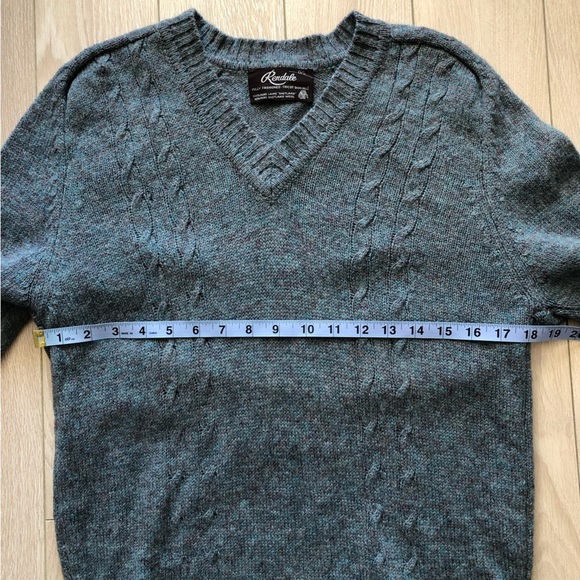 Vintage Rendale Shetland Wool V-neck Fully Fashioned Tricot Sweater Size L - Picture 4 of 10